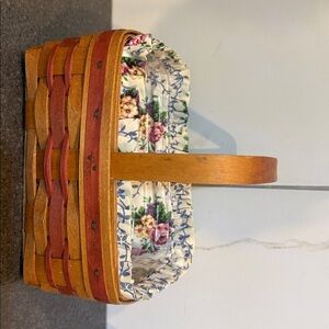 Longaberger Woven Basket Bag with Floral Interior